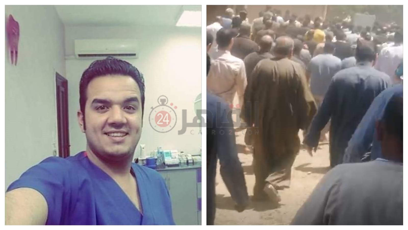 جانب من الجنازة وصورة الطبيب الراحل