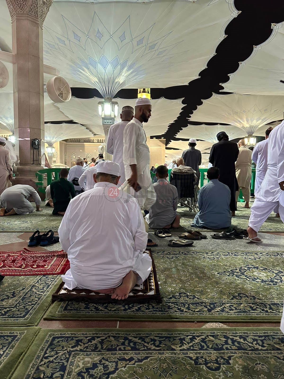 شيخ الأزهر يصلي العشاء في ساحة المسجد النبوي الشريف مع المصلين