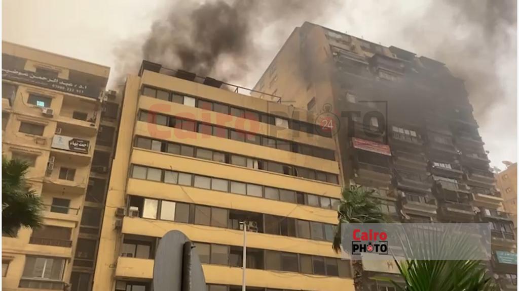 حريق بالطابق الأخير بشركة أمريكانا بالمهندسين