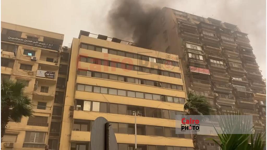 حريق بالطابق الأخير بشركة أمريكانا بالمهندسين