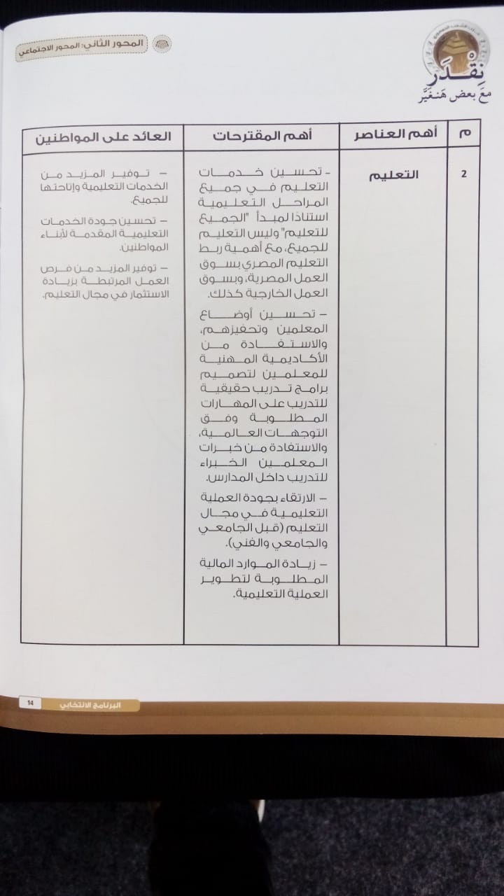 البرنامج الانتخابي لحازم عمر (4)