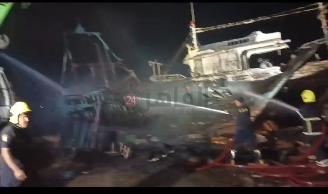 حريق بميناء الصيد ببورسعيد