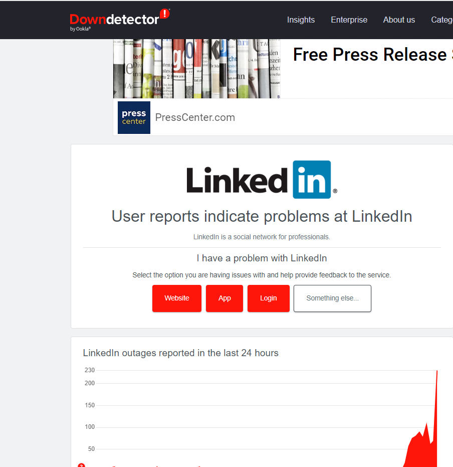 عطل في لينكد إن 