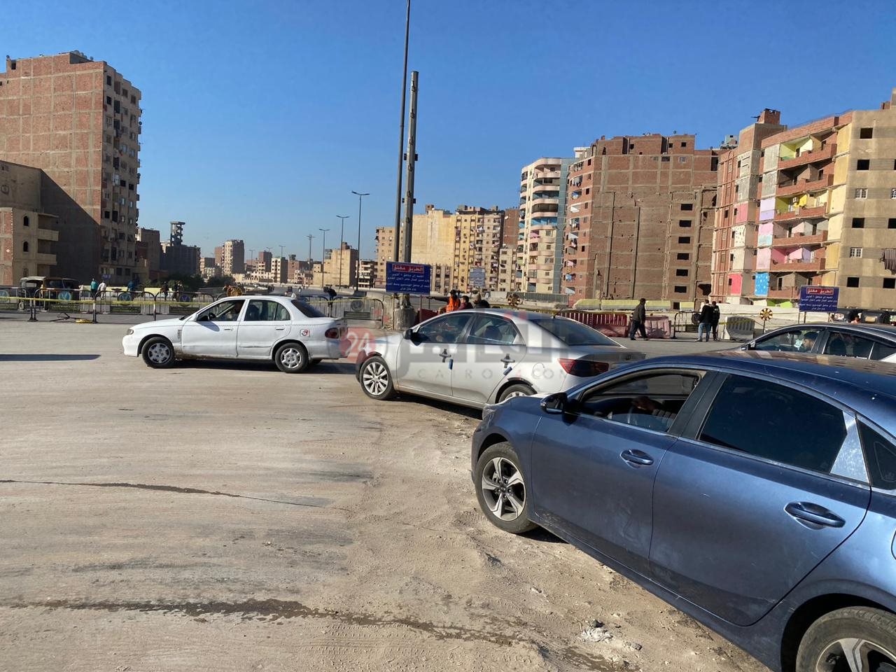 تكدس مروري بمنطقة البراجيل اعلي الطريق الدائري 2