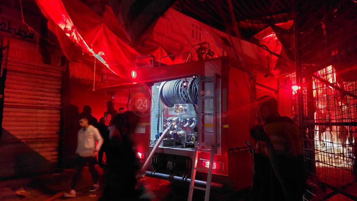 حريق هائل بمنطقة سوق الخواجات بالمنصورة