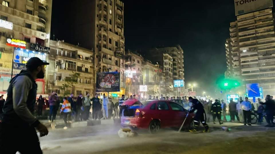 احتراق سيارة ملاكي بالفيوم