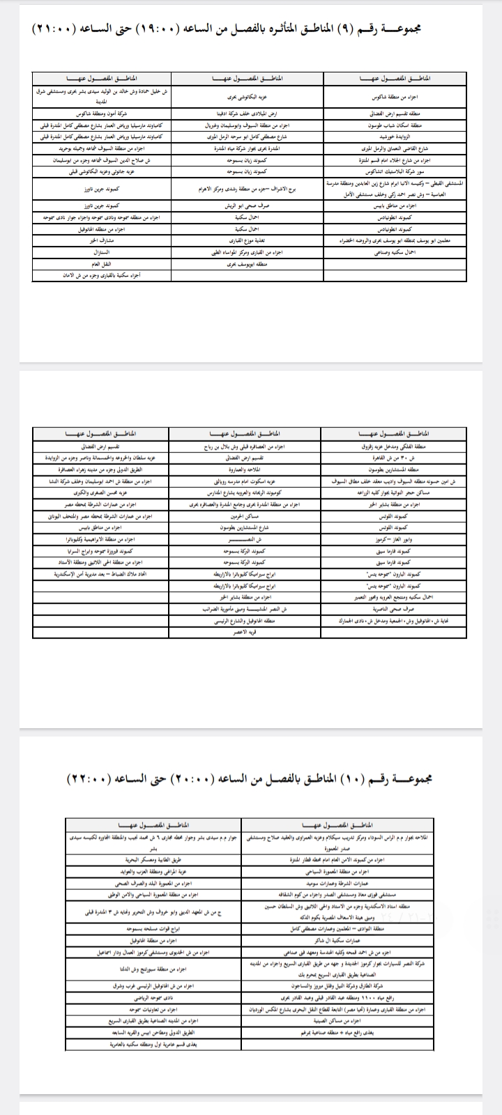 خطة تخفيف أحمال الكهرباء بالإسكندرية