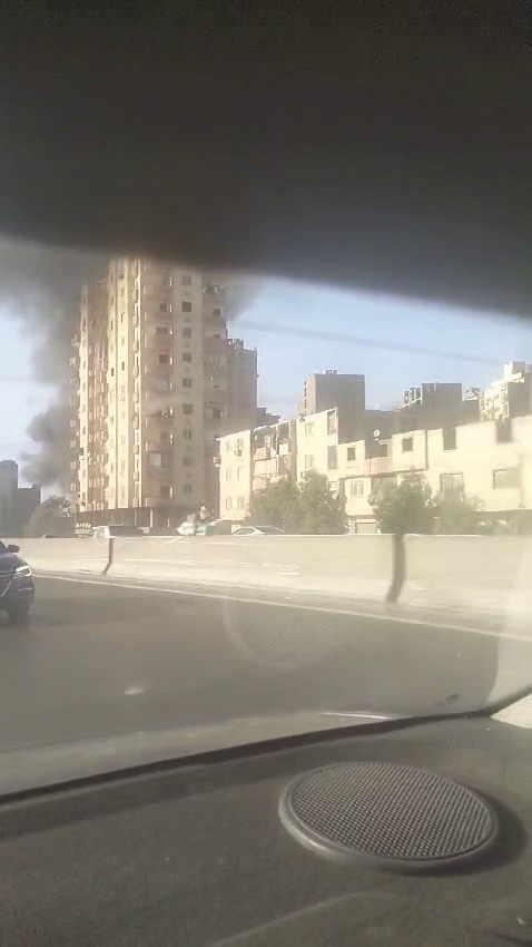 حريق بالقرب من منطقة أرض اللواء