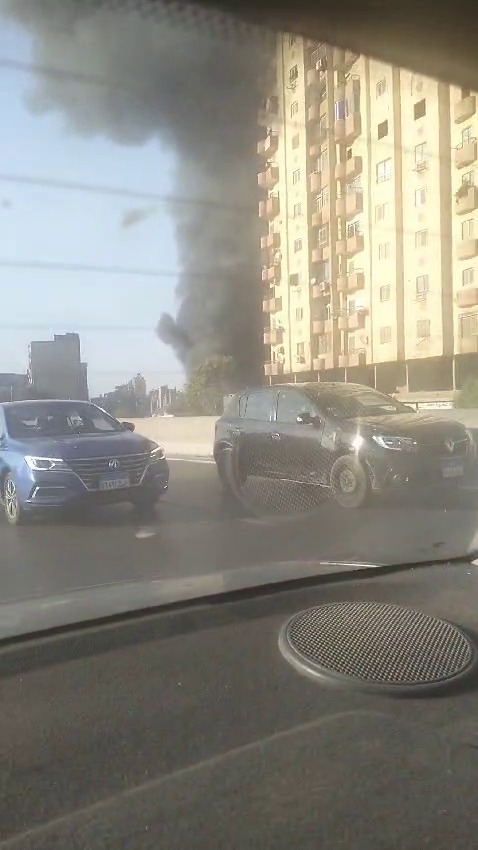 حريق بالقرب من منطقة أرض اللواء