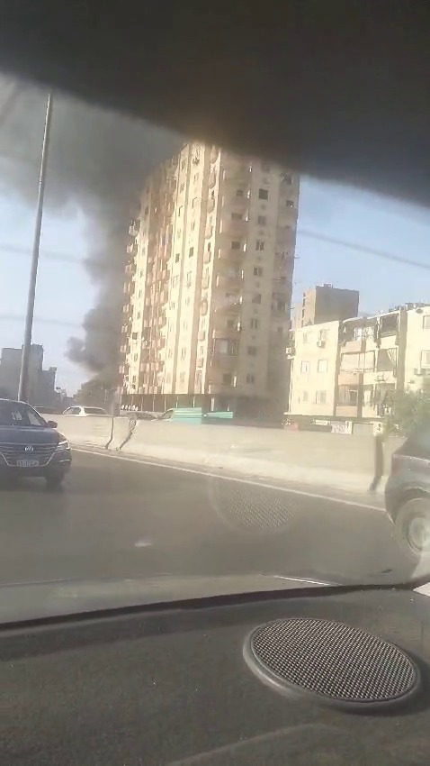 حريق بالقرب من منطقة أرض اللواء