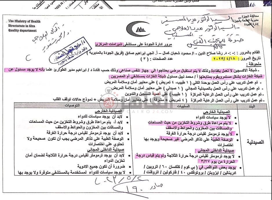 تقرير مرور على مستشفى شبرامنت 