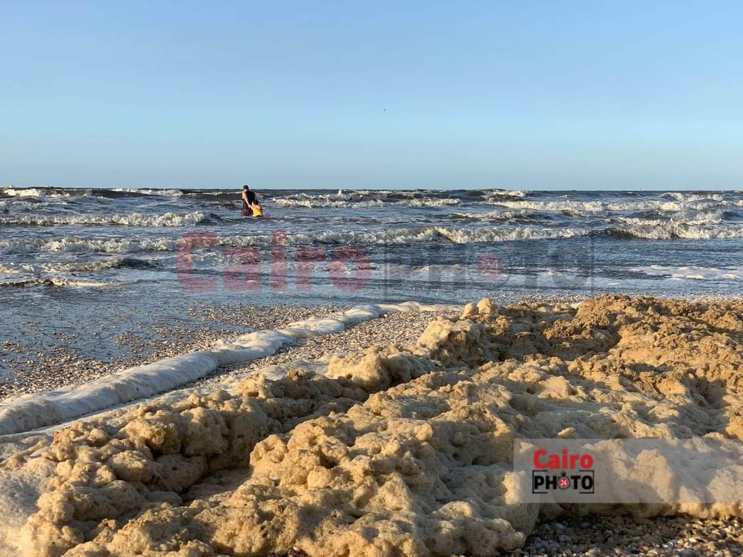 زبد البحر على شاطئ بورسعيد 