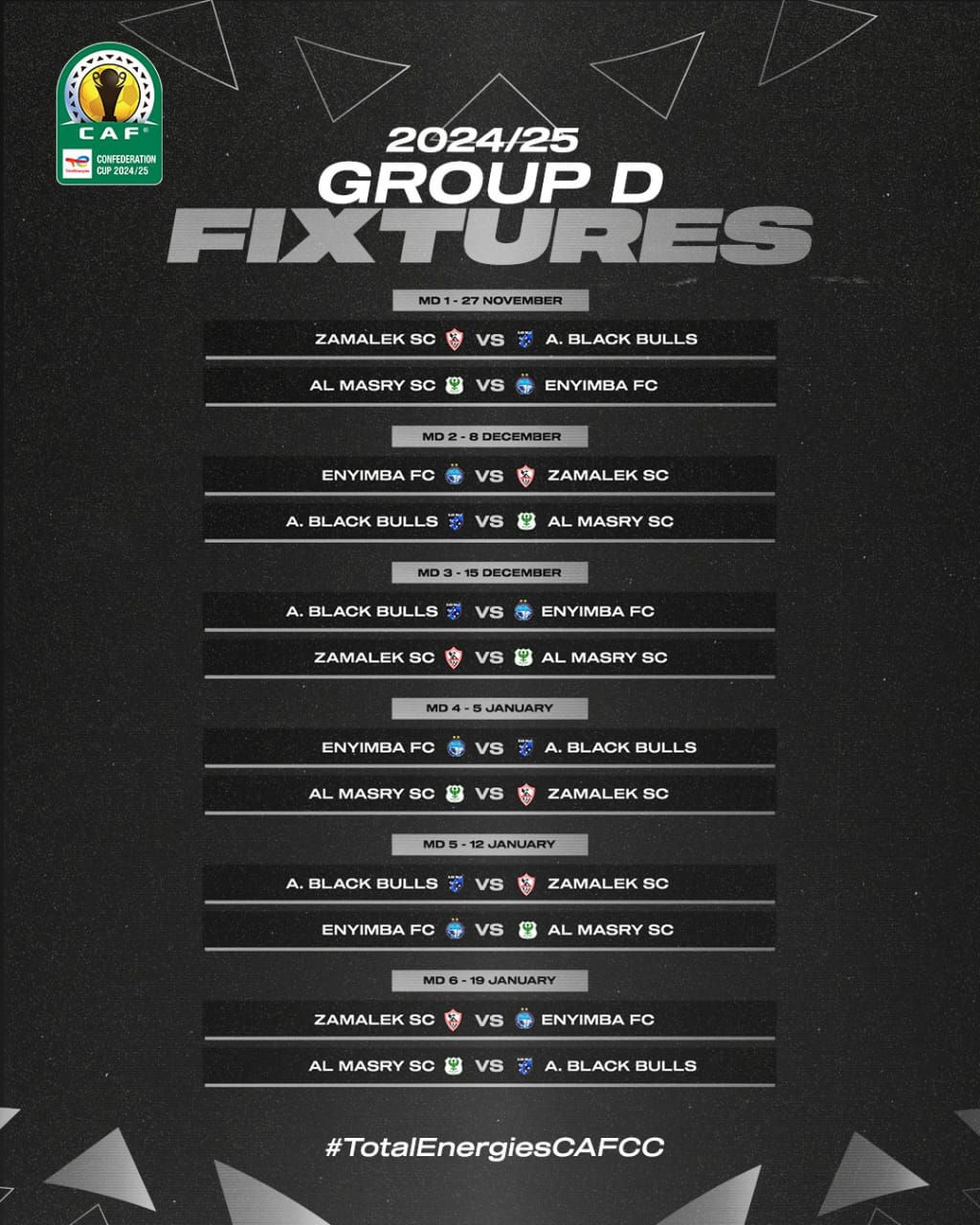 جدول مباريات النادي المصري 