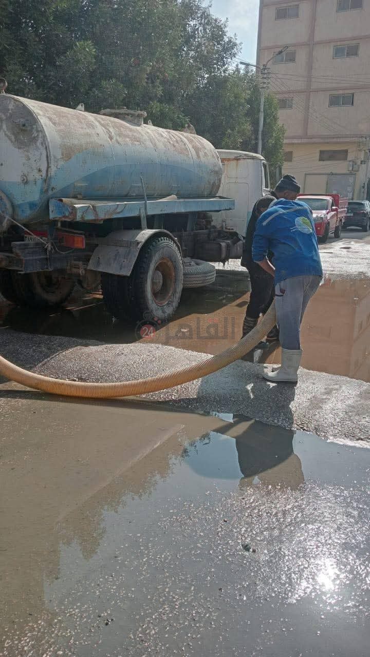 إصلاح الكسر المفاجئ بخط الطرد في أبو جنشو