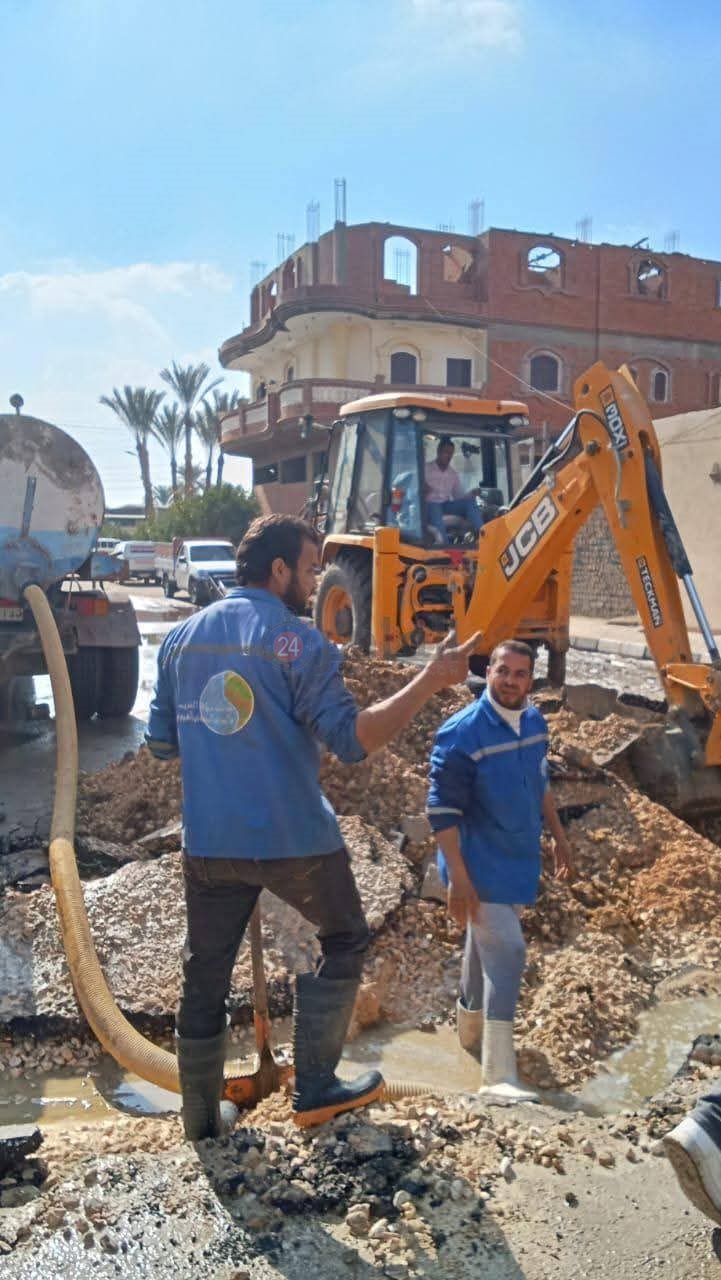 إصلاح الكسر المفاجئ بخط الطرد في أبو جنشو