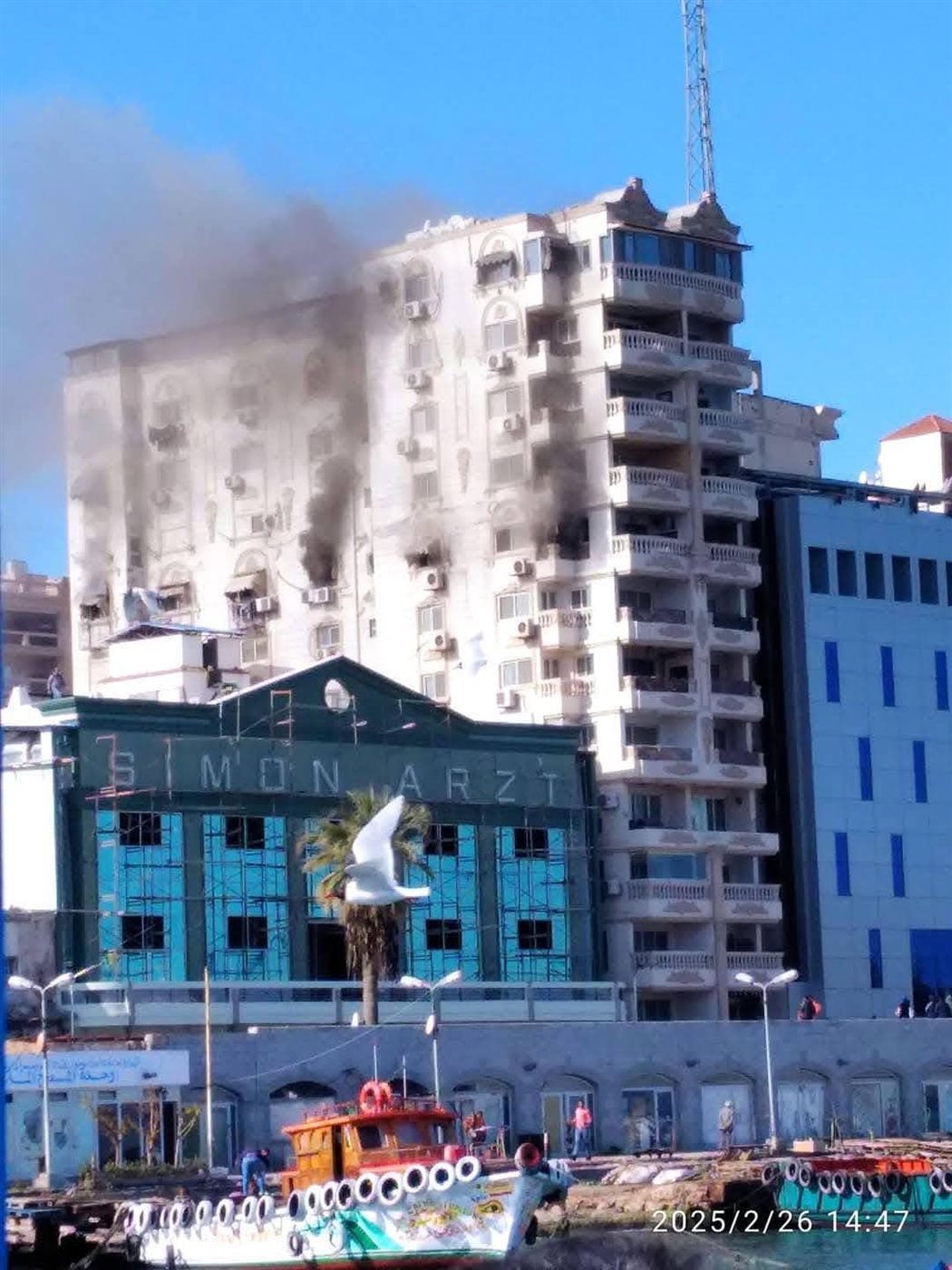 حريق ببرج سكني ببورسعيد 