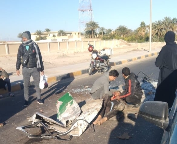 تصادم ميكروباص مع سيارة نقل شمال الغردقة 