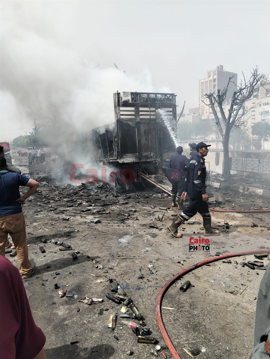  حريق سيارة نقل بسوهاج