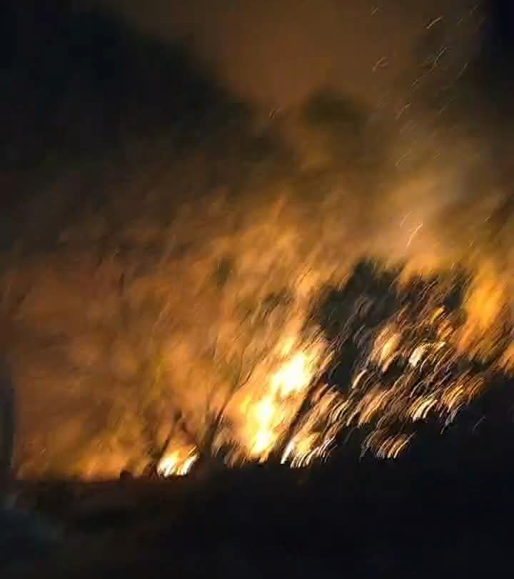 جانب من الحريق قبل السيطرة عليه