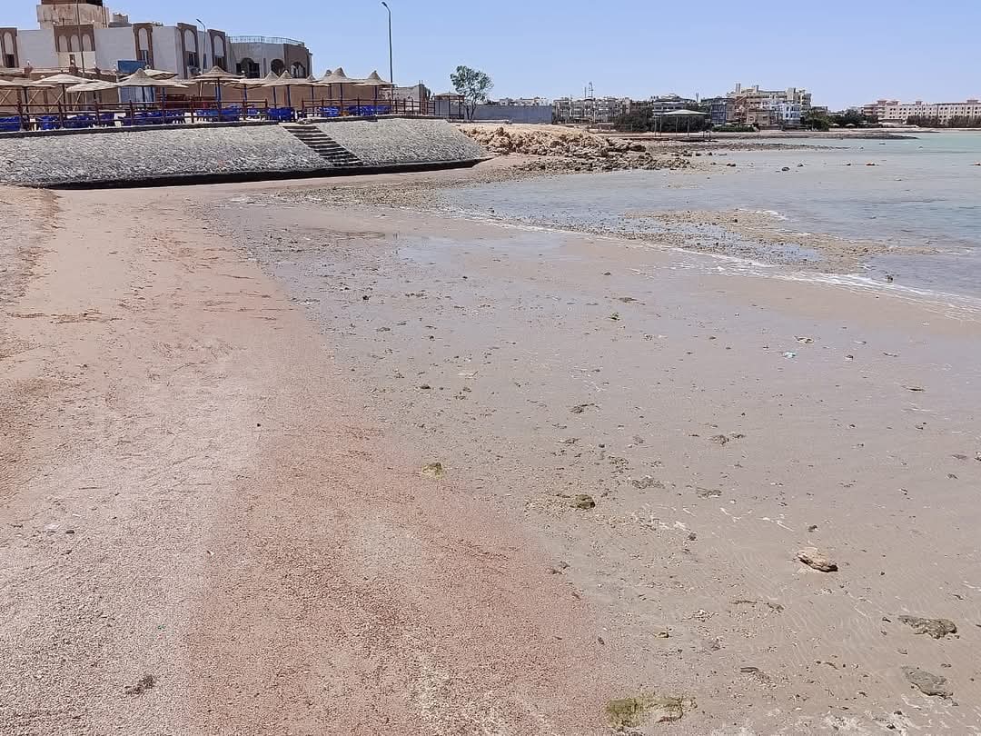 تراجع وانحسار لمياه البحر بالغردقة 