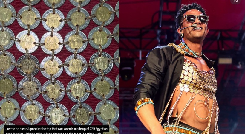 إطلالة الفنان محمد رمضان مطرزة بالجنيه المصري