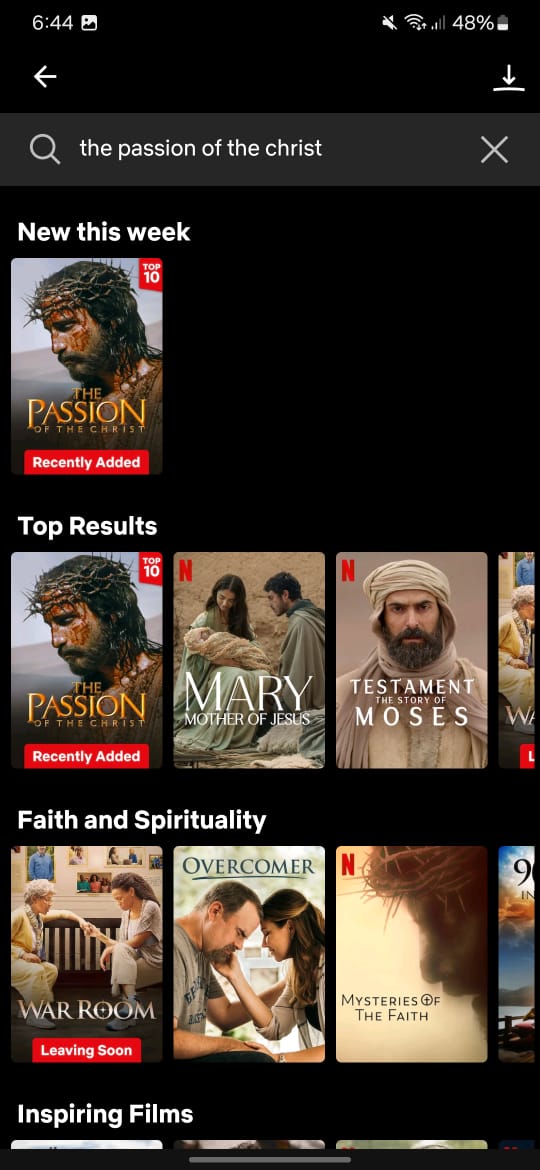  The Passion  of The Christ on Netflix