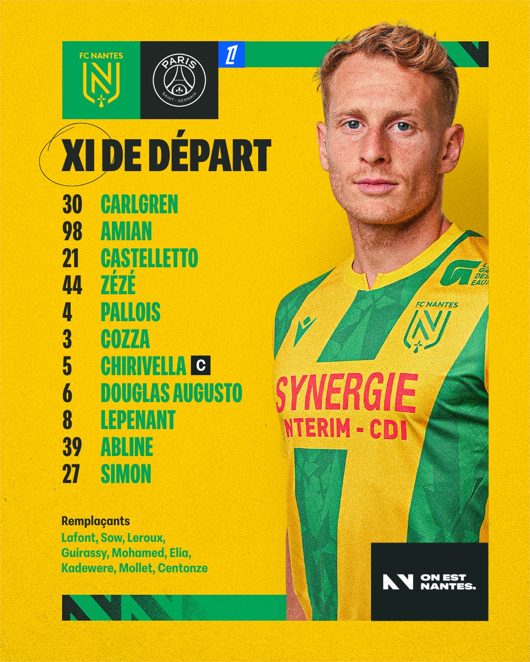 التشكيل الرسمي لفريق نانت