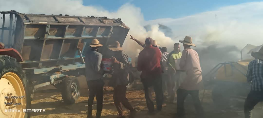 حريق يلتهم شون واجران قمح في الوادى الجديد