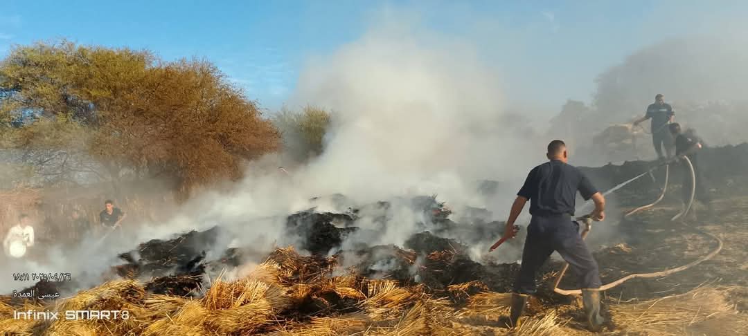 حريق يلتهم شون واجران قمح في الوادى الجديد