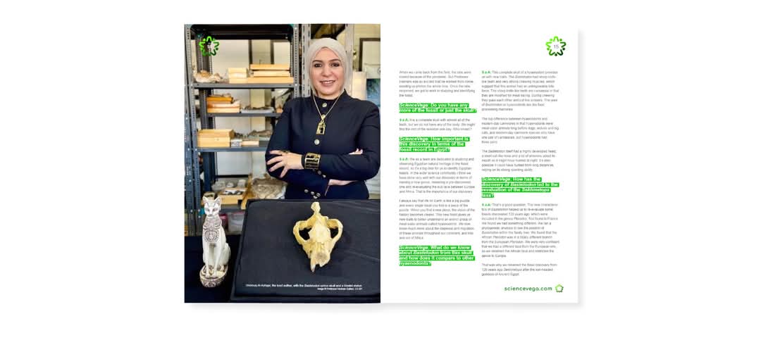 اكتشاف مركز الحفريات الفقارية يتصدر غلاف مجلة 