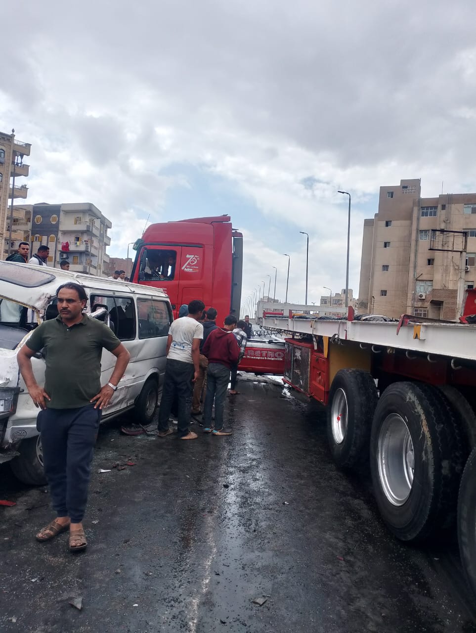 حادث تصادم على كوبري بركة السبع بالمنوفية