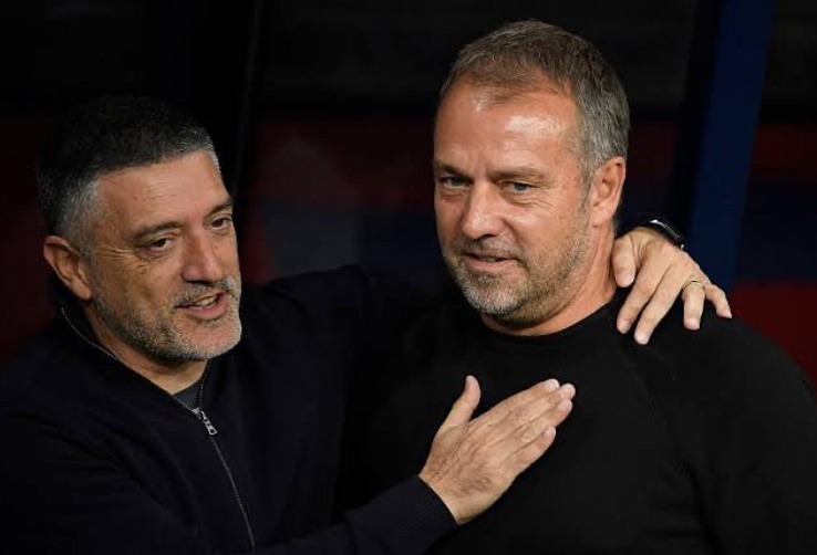 بيمينتا رفقة هانز فليك مدرب برشلونة