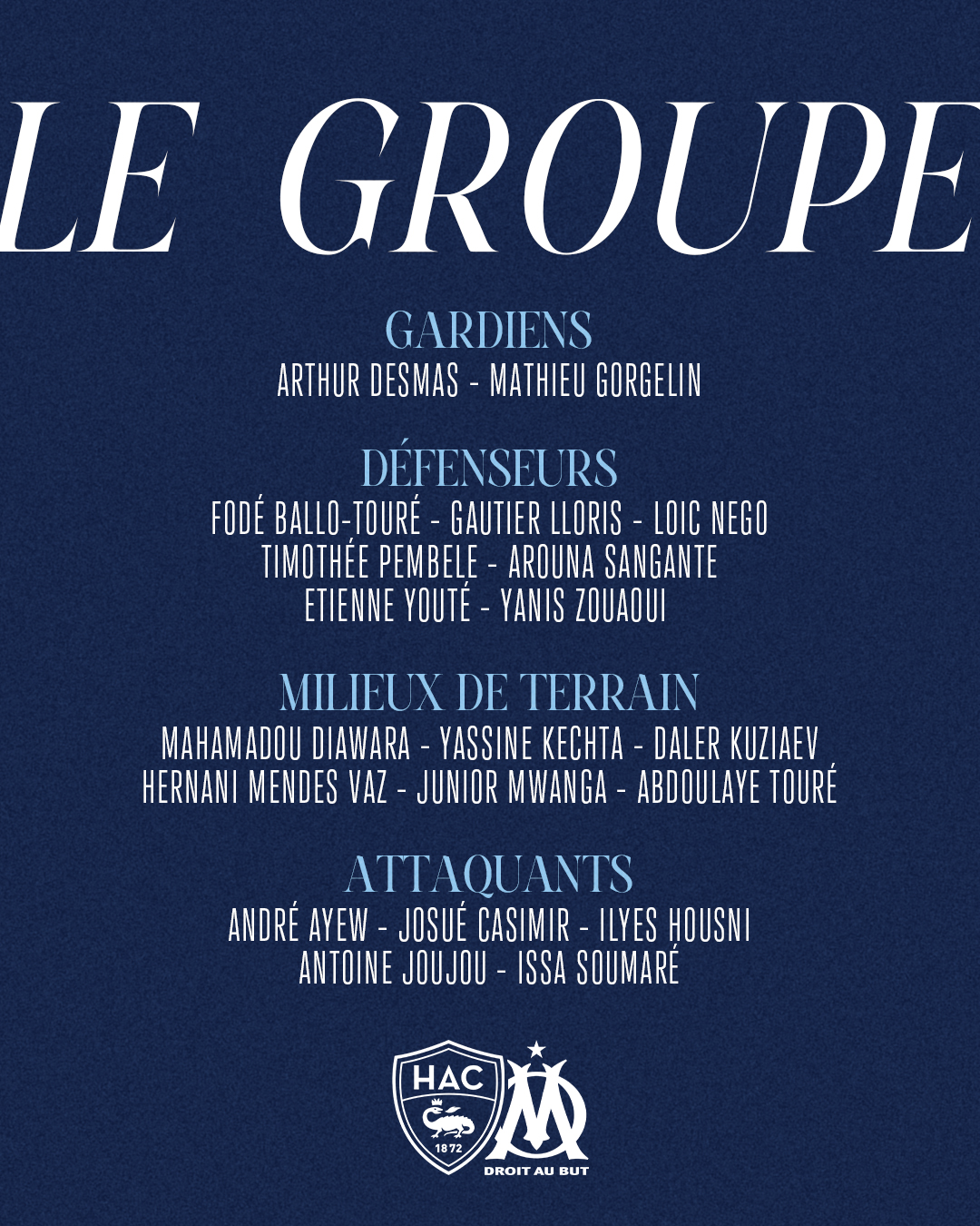 قائمة لوهافر لمباراة مارسيليا بالدوري الفرنسي