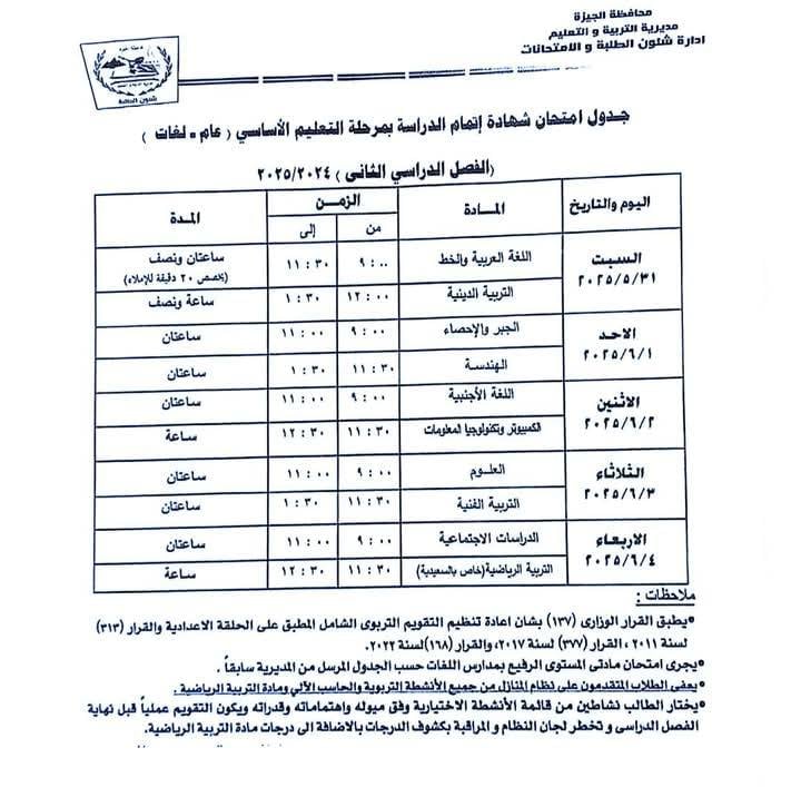 امتحان الدراسات الاجتماعية للشهادة الإعدادية 2025