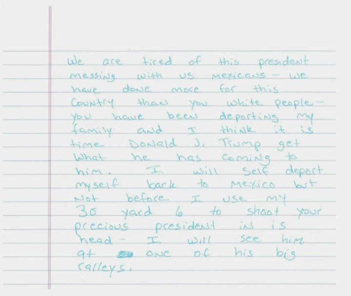 رسالة تهديد باغتيال ترامب 