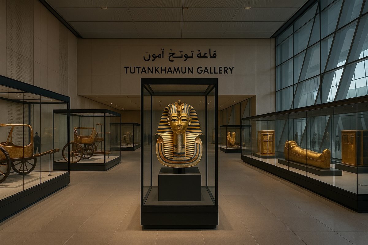 شكل تخيلي لقاعة الملك توت عنخ آمون في المتحف المصري الكبير 