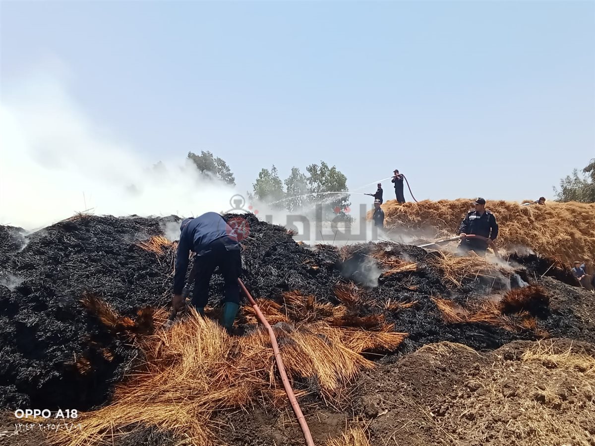 حريق في شونة كتان بقرية شبرا ملس بالغربية 