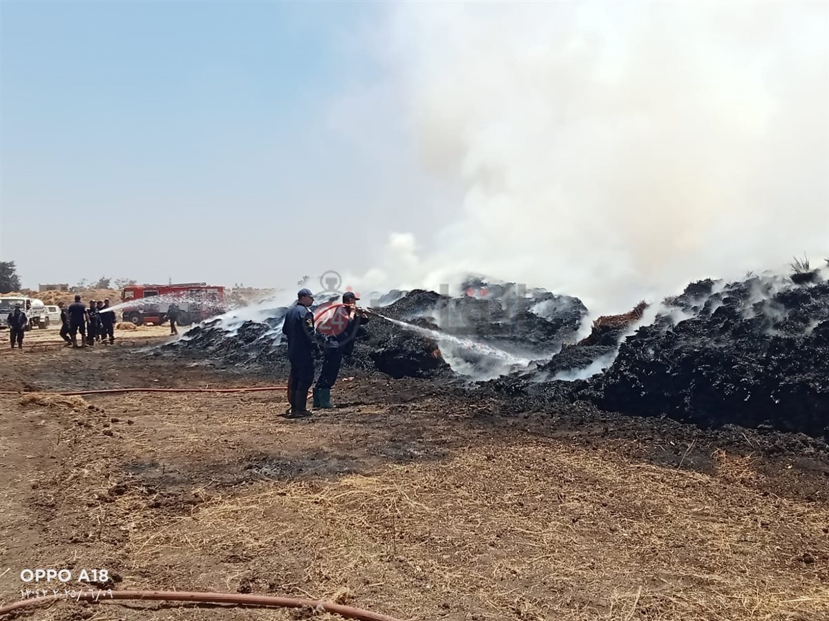 حريق في شونة كتان بقرية شبرا ملس بالغربية 