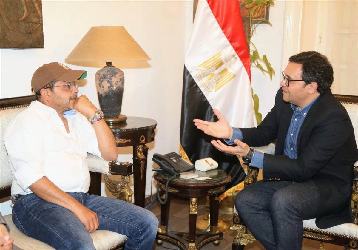 اجتماع وزير الثقافة الدكتور أحمد هنو بالفنان محمد هنيدي