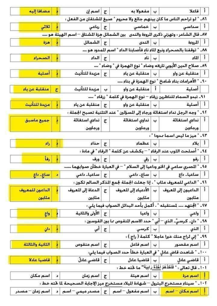 مراجعة الثانوية العامة مادة اللغة العربية