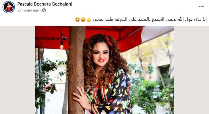 باسكال مشعلاني تعتذر عن خطأها في التعليق على الحرب