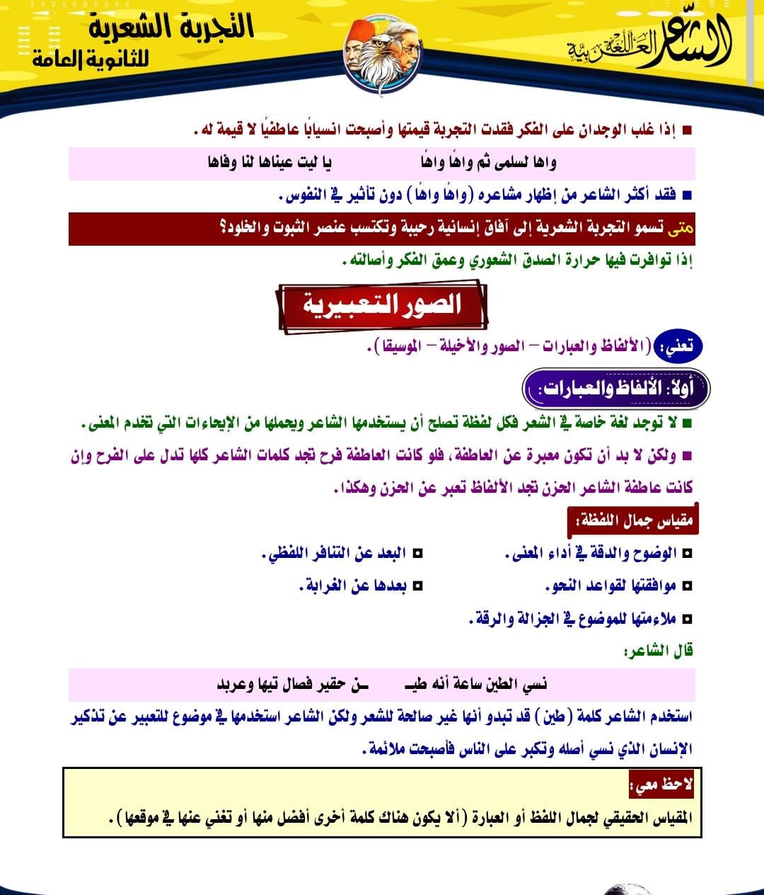مراجعة ليلة الامتحان في اللغة العربية لطلاب الثانوية العامة 2025