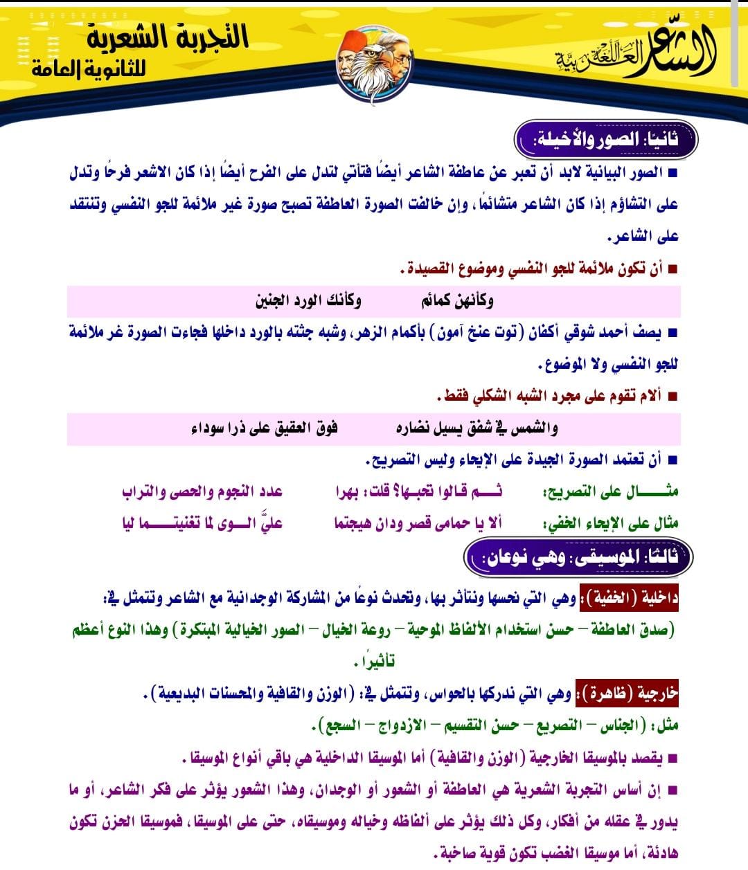 مراجعة ليلة الامتحان في اللغة العربية لطلاب الثانوية العامة 2025