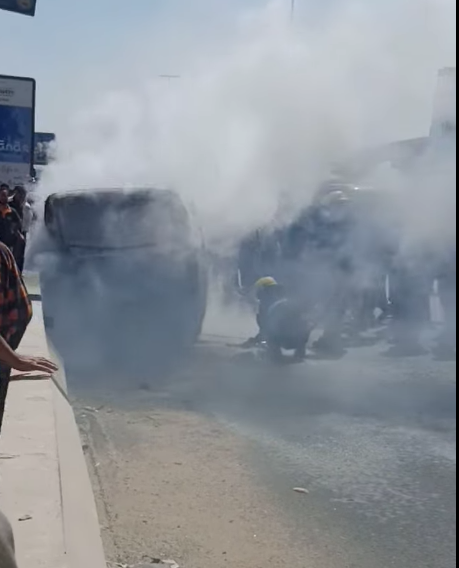 <strong>إصابة 7 أشخاص في حادث تصادم أعلى محور 26 تجاه الشيخ زايد</strong>