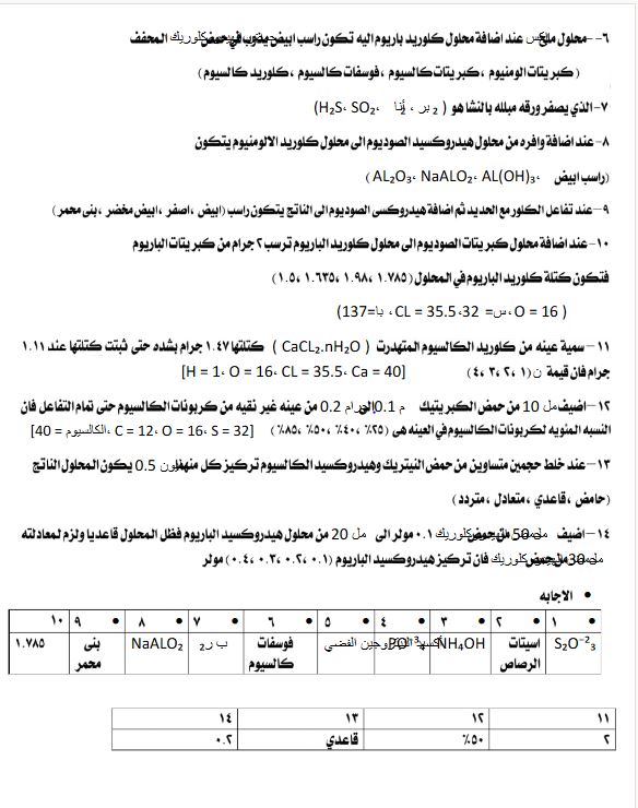 مراجعة امتحان الكيمياء للثانوية العامة 2025
