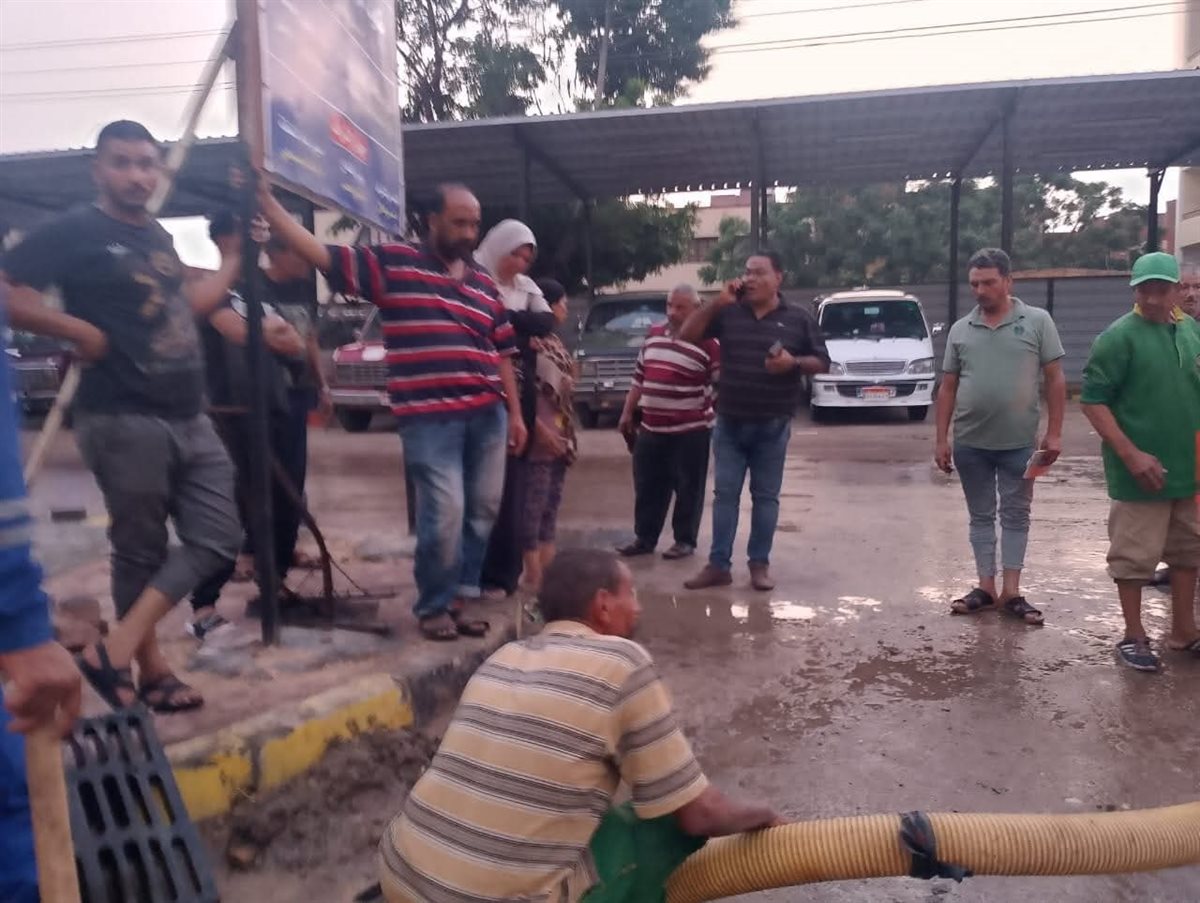 التعامل مع مياه الأمطار في المنوفية 