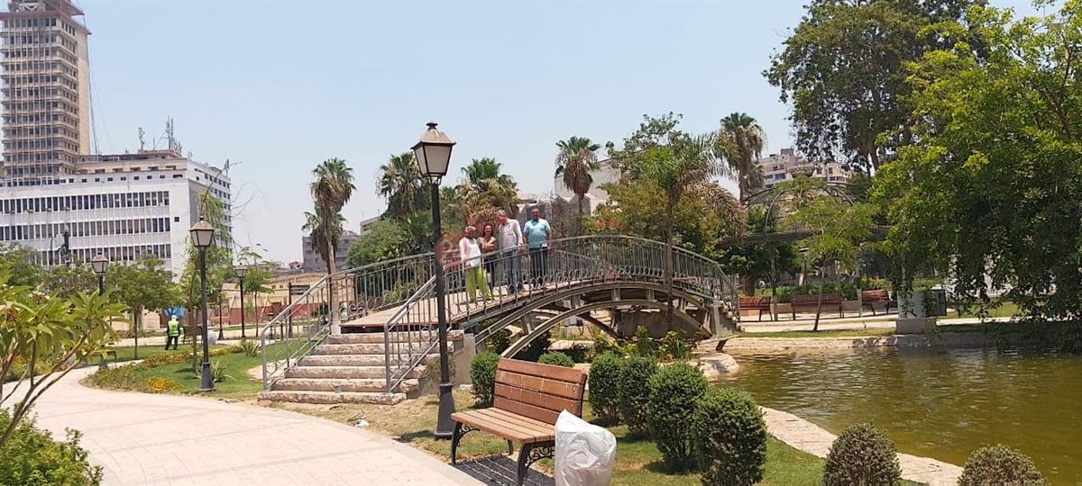 أعمال ترميم نافورة الأزبكية