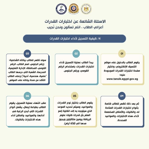 الأعلى للجامعات يجيب علي تساؤلات عن اختبارات القدرات 2025