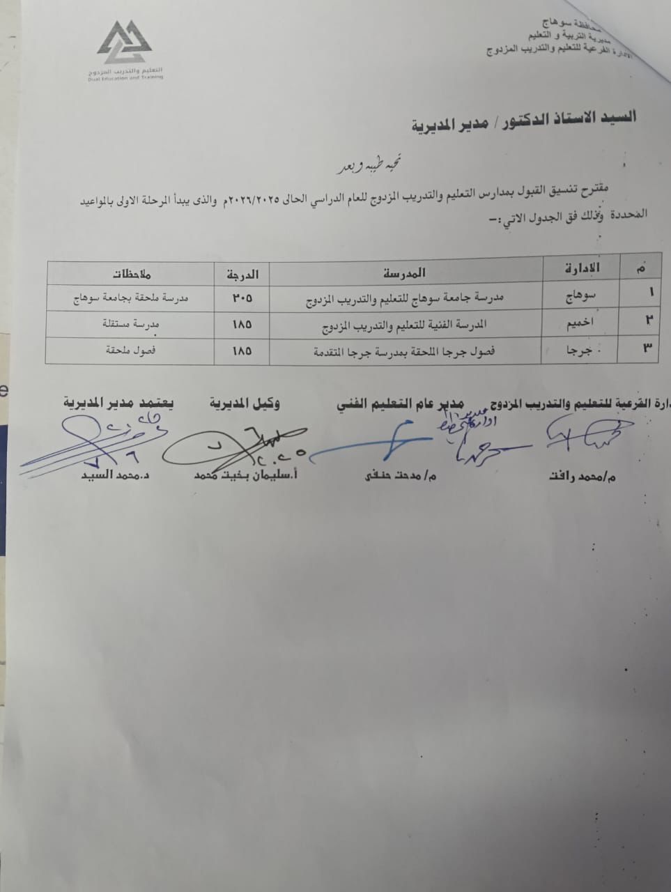 تنسيق الثانوي العام والفني في سوهاج