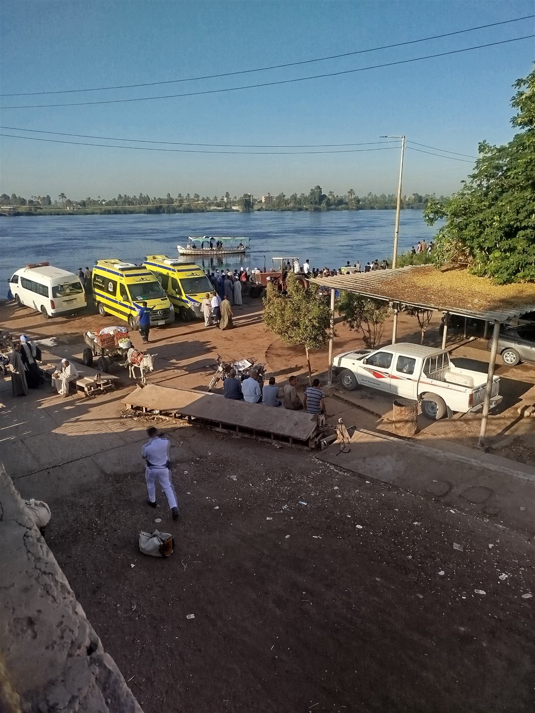 وقعت من المعدية.. جهود مكثفة لانتشال سيارة محملة بالماشية داخل نهر النيل في قنا